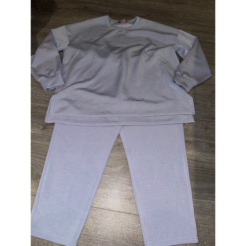 Spanx AirEssentials 2-Piece Set Light Blue Sweatshirt and Pants Loungewear l xl